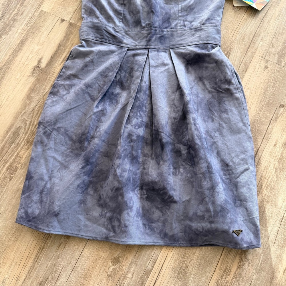 Roxy Women's Strapless Tie-Dye Mini Dress Gray‎ Size 5 Zipper Pocketed Retro NWT - Picture 3 of 11